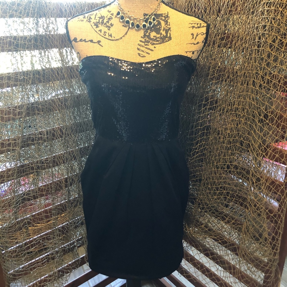 TRF Collection Black Strapless Cocktail Dress
